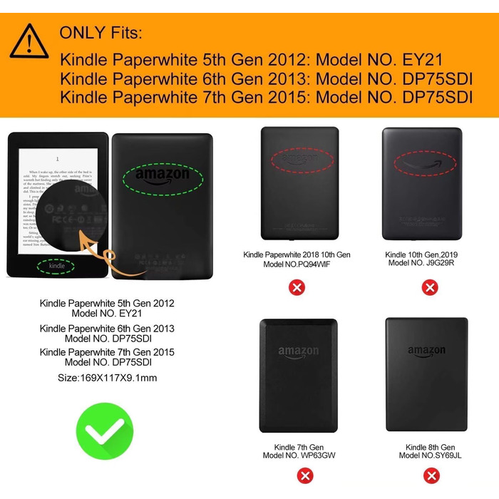 Чохол MOKASE для Kindle Paperwhite 5/6/7 (2012-2016), Black - Синтетична шкіра, Smart Sleep/Wake