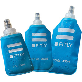 FLASKS Combo – 3 soft drinking bottles for hydration during running, hiking, cycling, climbing – Foldable water bottles (150–250 – 400 ml) – (Blue)