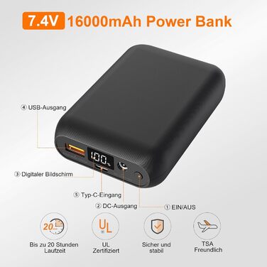 Обогреватель жилет чоловічий з Powerbank 16000mAh 7.4V, 9 зон обігріву, Hilpert, для кемпінгу