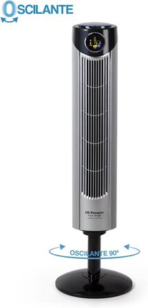 Турбовентилятор Orbegozo TWM 1015 з дистанційним керуванням: 3 режими, дисплей, таймер, 3 швидкості, поворот 80°, 45 Вт, сірий/чорний, 107 см