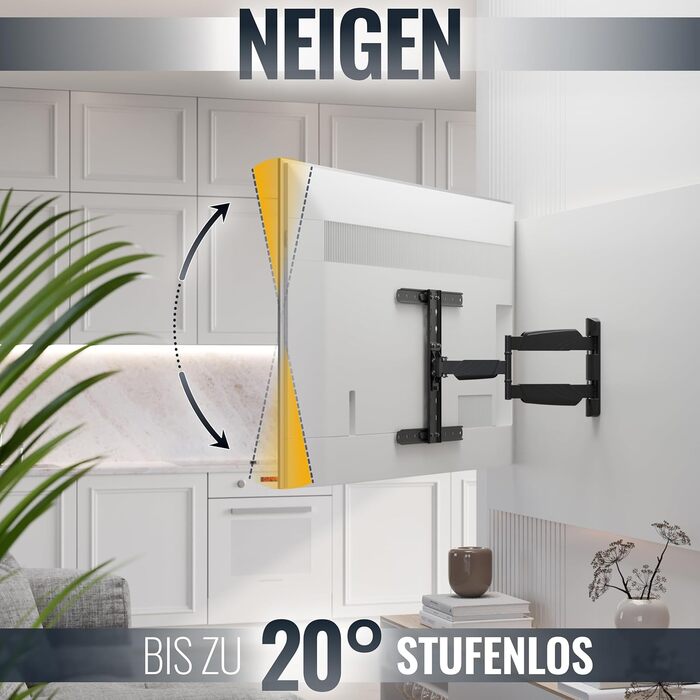 Настінний кріплення для телевізора RICOO S9544: поворотний, нахильний, універсальний, 40-65 дюймів, VESA 400x400, до 45 кг