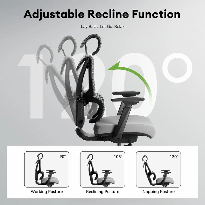 Ергономічне крісло для офісу Musso V900 Structure Master з регульованою спинкою, підтримкою попереку, 4D підлокітниками та підголівником, сітчаста спинка для дому/офісу (без підніжки)