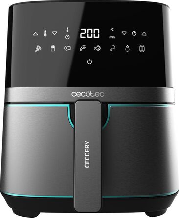 Фритюрниця без олії Cecotec Cecofry Full InoxBlack Pro 5500, 5.5 л, 1700 Вт, 8 режимів, PerfectCook, сталь