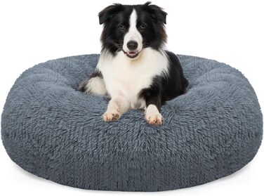 М'яке круглі ліжко для собак та котів, 50 см, рожеве, 80x80x25 см (L x W x H)