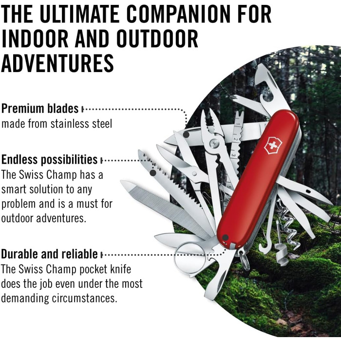 Швейцарський ніж Victorinox Swiss Champ: мультитул з 33 функціями, червоний