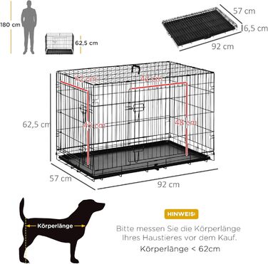 Клітка для собак PawHut з замком, подушкою та столиком, 80x56x63 см (чорний)