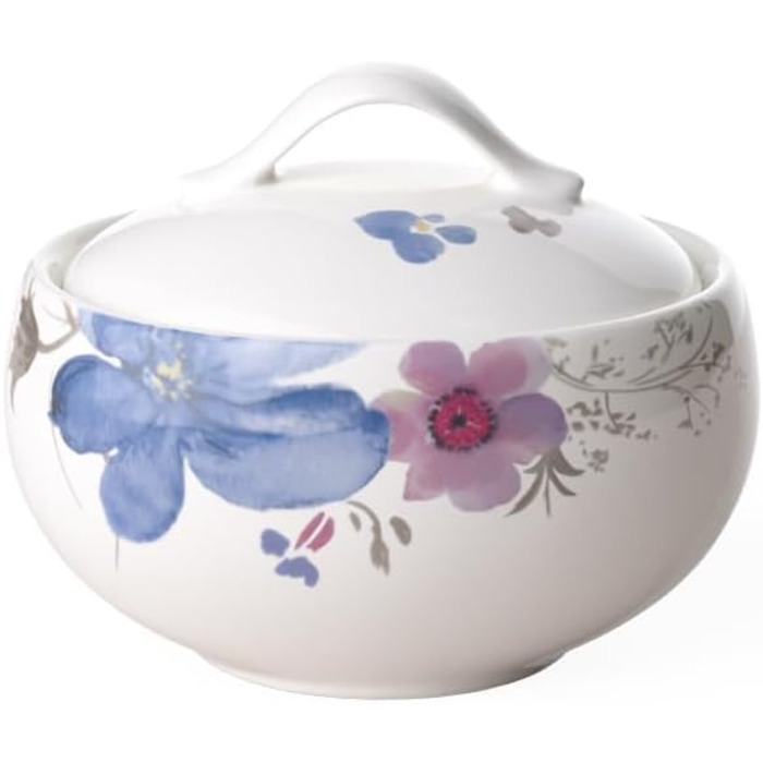 Villeroy & Boch Mariefleur Gris Basic Sugar Bowl, Premium Porcelain, white/colorful