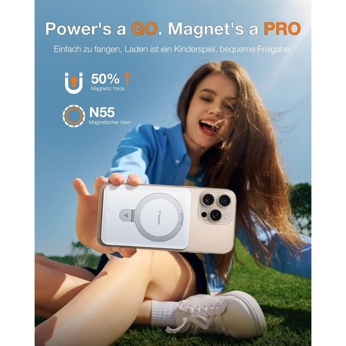 TORRAS Power Bank 5000mAh з MagSafe, 22.5W PD, USB-C, для iPhone 17 Pro Max та інших моделей