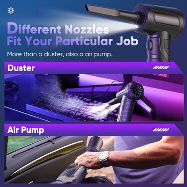 Електричний пилосос для клавіатури Staubgebläse, 3 швидкості, 91000 об/хв, акумулятор 7600mAh, USB зарядка, щітка для чищення, для ПК, ноутбука, авто, дивану, офісної техніки