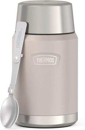 Термос ICON Food Jar 0,71 л, темно-сірий/графітовий матовий, контейнер для їжі з подвійних стінок з нержавіючої сталі 18/8, зберігає тепло та холод, з відкидним ложкою, неслизьке дно, абсолютно герметичний