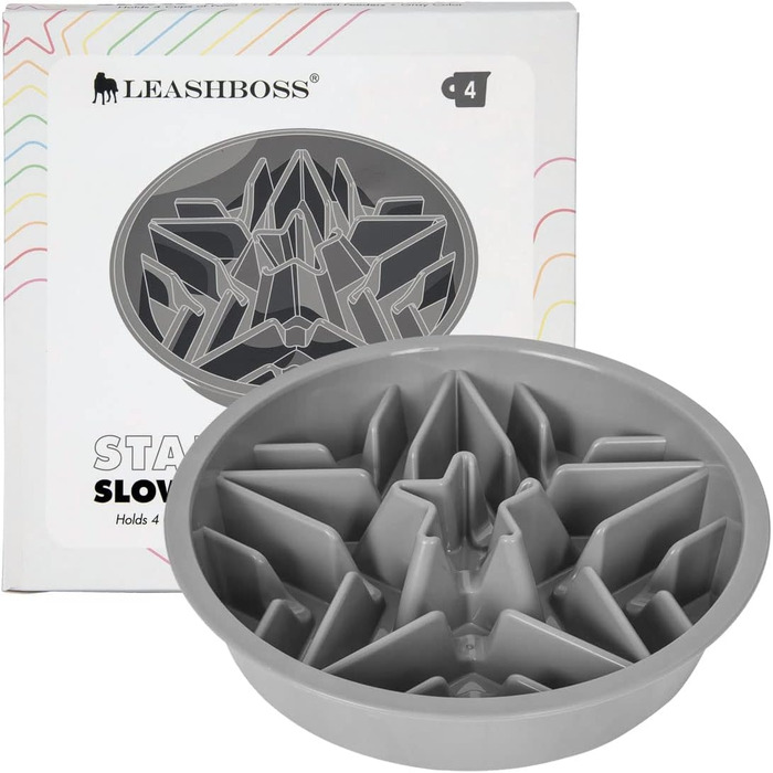 Миска для собак Leashboss Anti Sling Bowl - Лабіринт для повільного годування, сіра (2/4 чашки)