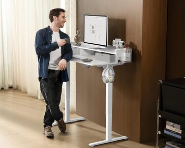 Electric Standing Desk with Drawers - 120x60cm Adjustable Height Desk for Home Office & DIY Pegboard