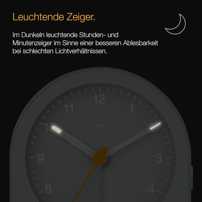 Braun Classic Analog Alarm Clock with Snooze Function and Continuous Backlight, Quiet Quartz Movement, Gradually Increasing Alarm Tone in Grey, Model BC22G.