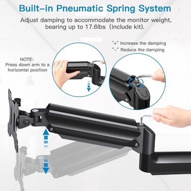 Кріплення для монітора HUANUO 17-32 дюйми, настінна кріплення, гнучкий підлокітник, VESA 75x100 мм, для геймінгу