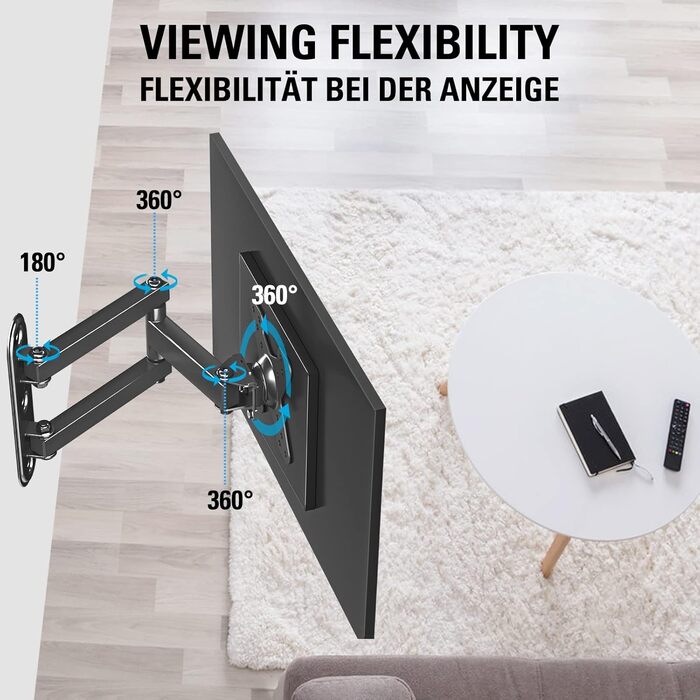 Кріплення для монітора Mounting Dream MD2463-03: настінна штанга, поворотний, нахильний, VESA 100x100, до 15 кг, 10-26 дюймів