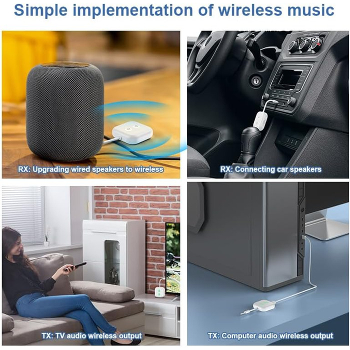 Isobel Bluetooth Передавач та Приймач 2-в-1: Bluetooth Адаптер 5.0 з низькою затримкою для TV/PC/Laptop. Підтримка Optical Toslink RCA 3.5mm AUX. Dual Link (Ultimate Transmitter Receiver)