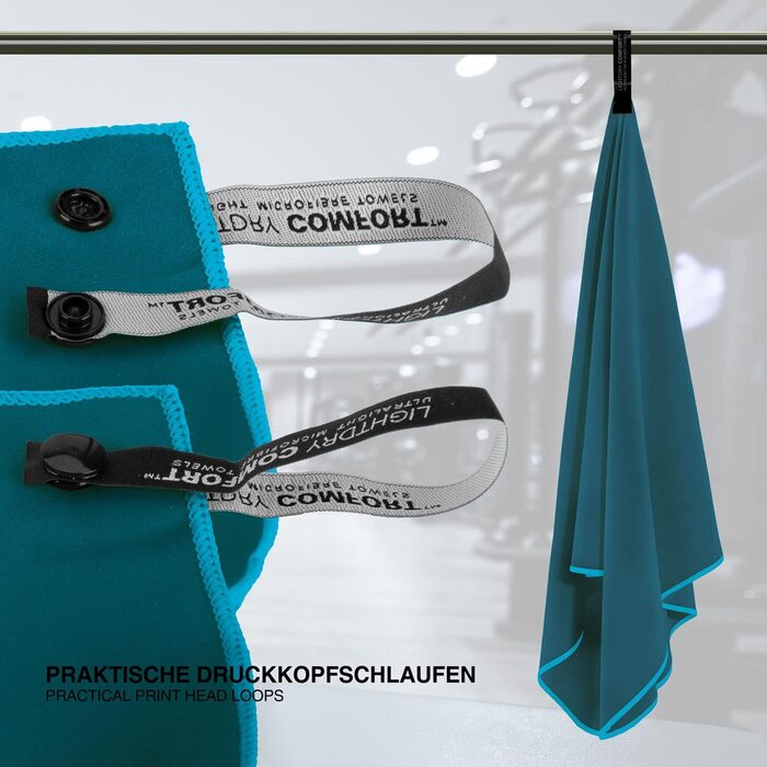 Спортивний рушник з мікрофібри для подорожей та спорту - швидковисихаючий, антибактеріальний, вбираючий (120 x 50 см, блакитний)