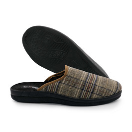 Чоловічі халапи-домашні тапочки в клітинку | Зручні тапочки для чоловіків з неслизькою підошвою | Легкі та теплі сліпони для дому в класичному фетровому дизайні | Колір: сірий та інші 46 EU коричневий