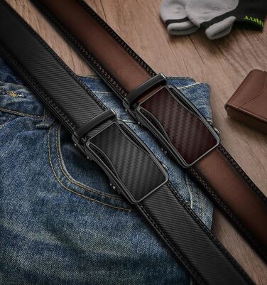 Чоловічий ремінь KEMISANT 2 шт. з автоматичною застібкою, шкіряний, регульований, 35 мм, з подарунковою коробкою