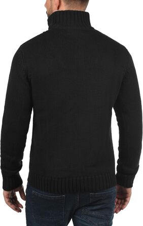 Чоловічий кардиган SDPoul з грубої в'язки, з начосом, з коміром-стійкою, з бавовняної суміші, Regular fit, чорний (9000)