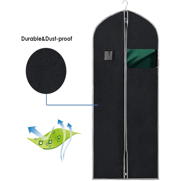 Чохли для одягу, дихаючі, 100 см (4 шт) для піджаків, костюмів, пальто. Захисні мішки для зберігання з прозорим вікном, антипилові.