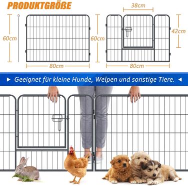 Металевий вольєр для собак та цуценят, переносний загон для тварин, вигульний майданчик на вулицю (12 шт.)