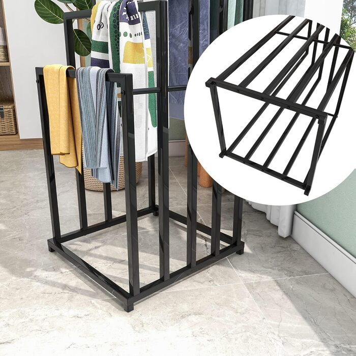 Підлогова сушарка для рушників на 5 ярусів, чорного кольору