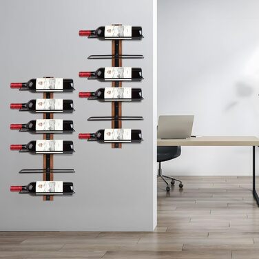 Настінна полиця для вина DBREAKS на 9/12 пляшок, дерев'яний тримач, органайзер для винної кімнати, бару, вітальні