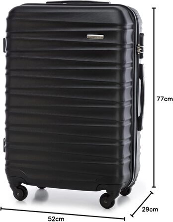 Набір валізWITTCHEN 3в1: велика, середня, маленька. Чорний, ABS, з коліщатками на 360°, TSA-замок. Підходить для Lufthansa, Eurowings, Ryanair, Condor