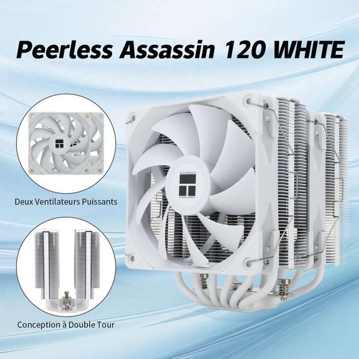 Кулер для процесора Thermalright Peerless Assassin 120 (PA 120 White) — 6 теплових трубок, 2 вентилятори 120мм PWM TL-C12, AGHP, для AMD AM4/AM5, Intel 1700/1200/115x/2011, білий