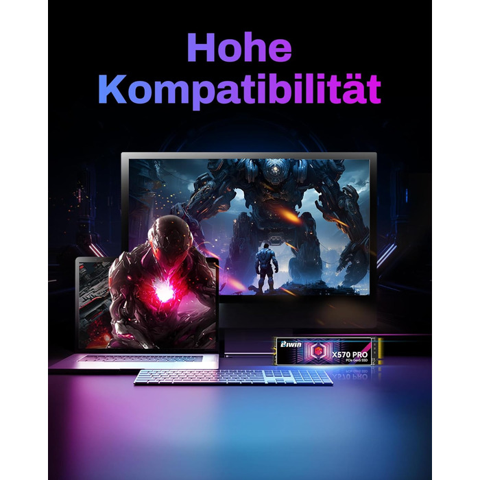 BIWIN SSD X570PRO Gen5 2TB – Швидкий NVMe PCIe 5.0 накопичувач для ПК та ноутбука, 14000 MB/s, 3D TLC NAND