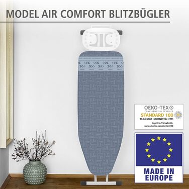 Покриття для прасувальної дошки WENKO Air Comfort з зоною швидкого прасування, для парових прасок, 5 шарів, відбиття тепла, з 2 фіксаторами M/L
