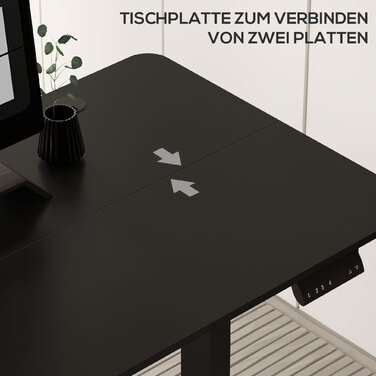 Vinsetto Standing Desk, Electric, with Anti-Collision, Overheat Protection, Memory Options, 140x70x72-116cm, Particleboard, Black | Aosom