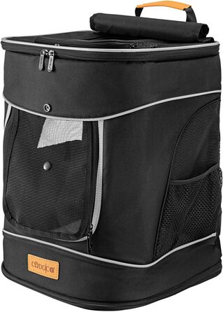 Рюкзак для тварин до 20 кг, регульовані ремені, складаний, короткий поводок, чорний. Ідеально для собак та котів