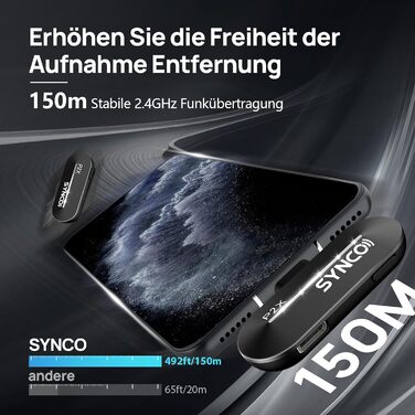 Бездротовий петличний мікрофон SYNCO P2ST для iPhone 15/16/17 та Android (USB-C, HiFi, 2 мікрофони)