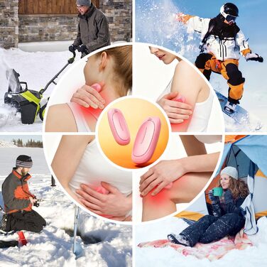 Електричні грілки для рук 2 шт. 4000mAh з зарядним кейсом 10000mAh, 3 режими нагріву, USB-C, для катання на лижах, кемпінгу, подарунок, рожевий