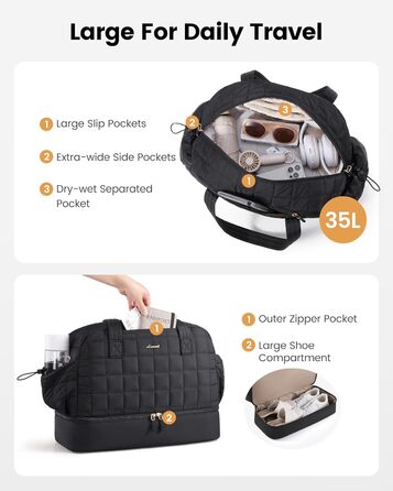 LOVEVOOK Спортивна сумка-рюкзак 35L для подорожей, фітнесу, йоги, чорна (M)