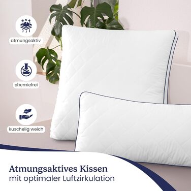 Gentle North High-Quality Pillowcases (80x80 cm size) - Hotel Quality 2-Pack. Fluffy, well-filled sleeping pillows suitable for allergy sufferers (Ökotex 100 certified) - Washable at 60°C 2x | 80x80