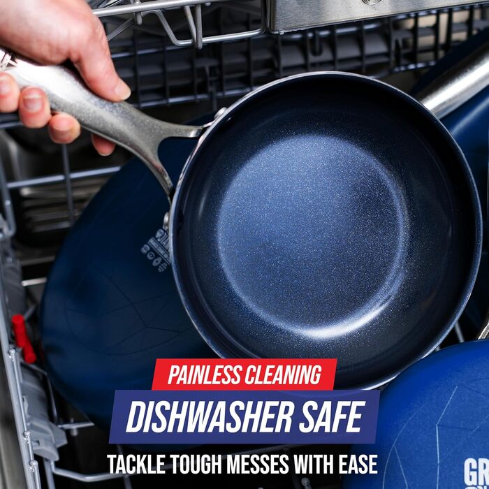 Набір сковорідок Blue Diamond Cookware Diamant, 2 шт. (24 см та 28 см), керамічне антипригарне покриття, без PFAS, для всіх плит (включно з індукцією), можна мити в посудомийній машині, термостійкий
