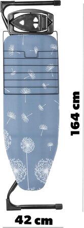 Прасувальна дошка KADAX з висувною полицею, 120x42 см, регульована висота, антиковзні ніжки (Зелений/Темно-синій)