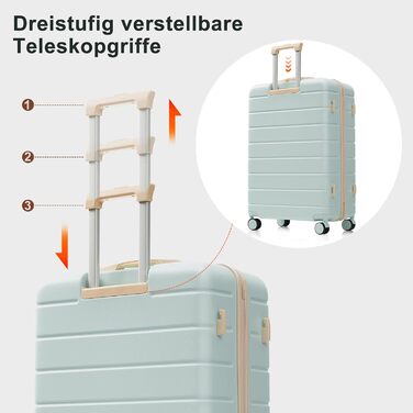 Набір валіз Merax Hartschalen 5-ти частинний: 3 валізи та 2 косметичні сумки, рожево-бежевий та хакі, з колесами