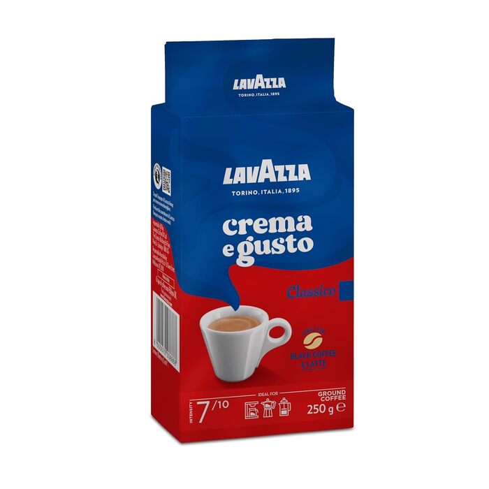 Мелена кава Lavazza Crema e Gusto Classico, для гейзерної кав'ярки та фільтр-кави, темне обсмажування, 250 г (набір 10 упаковок)