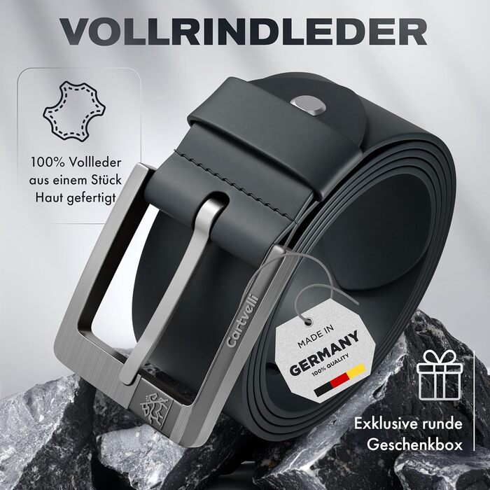 Чоловічий шкіряний ремінь преміум-якості, виготовлений у Німеччині, з подарунковою коробкою. Ширина 40 мм, колір морської хвилі, під джинси, чино та костюм. Довжина 145 см.