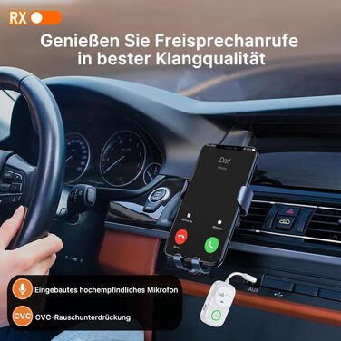 Bluetooth 5.4 адаптер 2-в-1 (передавач та приймач) для навушників, ТВ, ПК та авто, з мікрофоном та роз'ємом 3.5 мм, білий