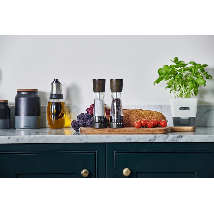 Набір для солі та перцю Cole & Mason Derwent Roségold - ручний млин з регульованою керамічною жорна, дерево/акрил, 190 мм, Precision+, подарунковий набір