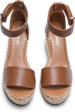 Босоніжки жіночі DREAM PAIRS на танкетці Espadrilles з ремінцем на щиколотку, коричневі (36.5 EU)