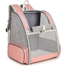 Рюкзак для кота/маленької собаки, переноска для тварин, рожевий, до 8 кг, дихаючий, складний, з вікном та страхувальним ремінцем