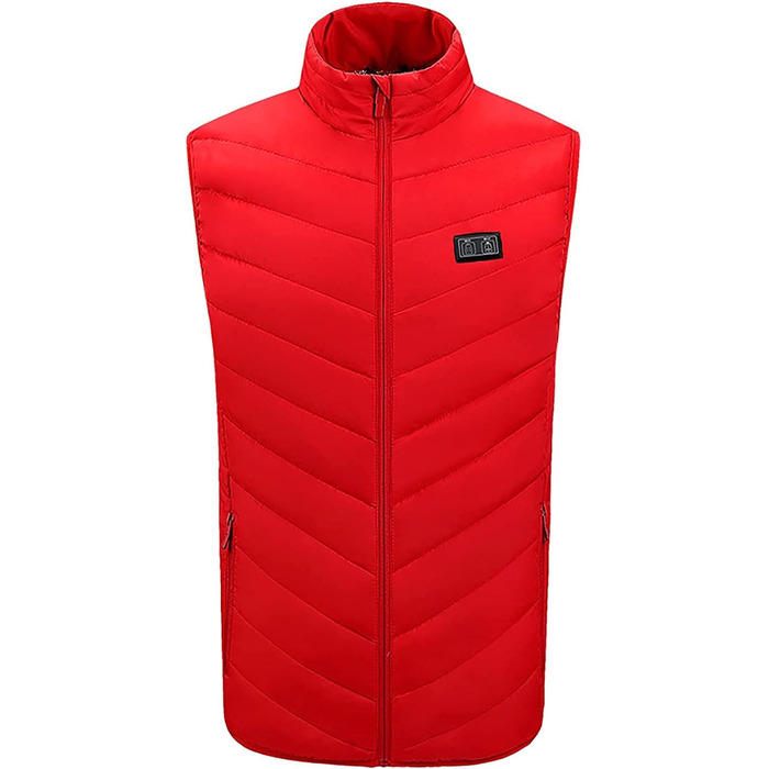 Електрична гріюча жилетка для чоловіків та жінок, 9 зон нагріву, тепла жилетка для зими, для активного відпочинку на відкритому повітрі (без Powerbank), XL, червоний