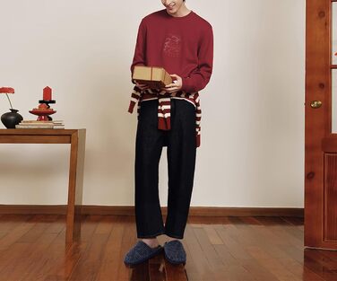 Чоловічі домашні тапочки ONCAI з піною пам'яті, теплі, зі смугами, пухнасті, з плюшевою підкладкою та неслизькою гумовою підошвою