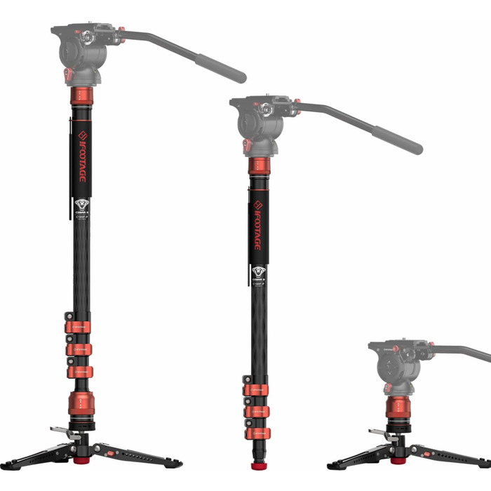Штатив монопод IFOOTAGE Cobra 3 C180F-P з вуглецевого волокна, 181 см, максимальне навантаження 8 кг